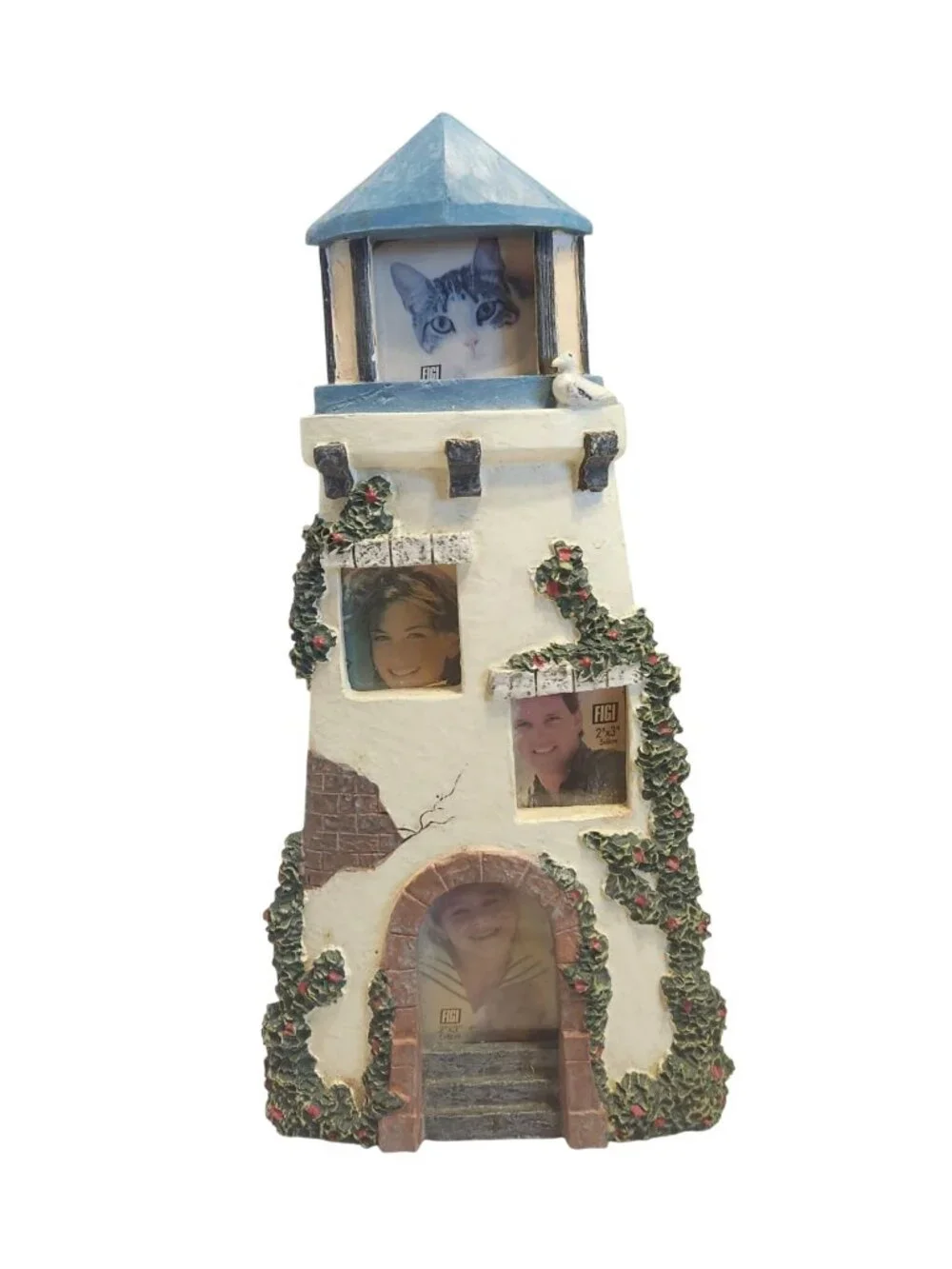 Figi Lighthouse-Themed 3-Photo Resin Frame With Easel Back Holds 2